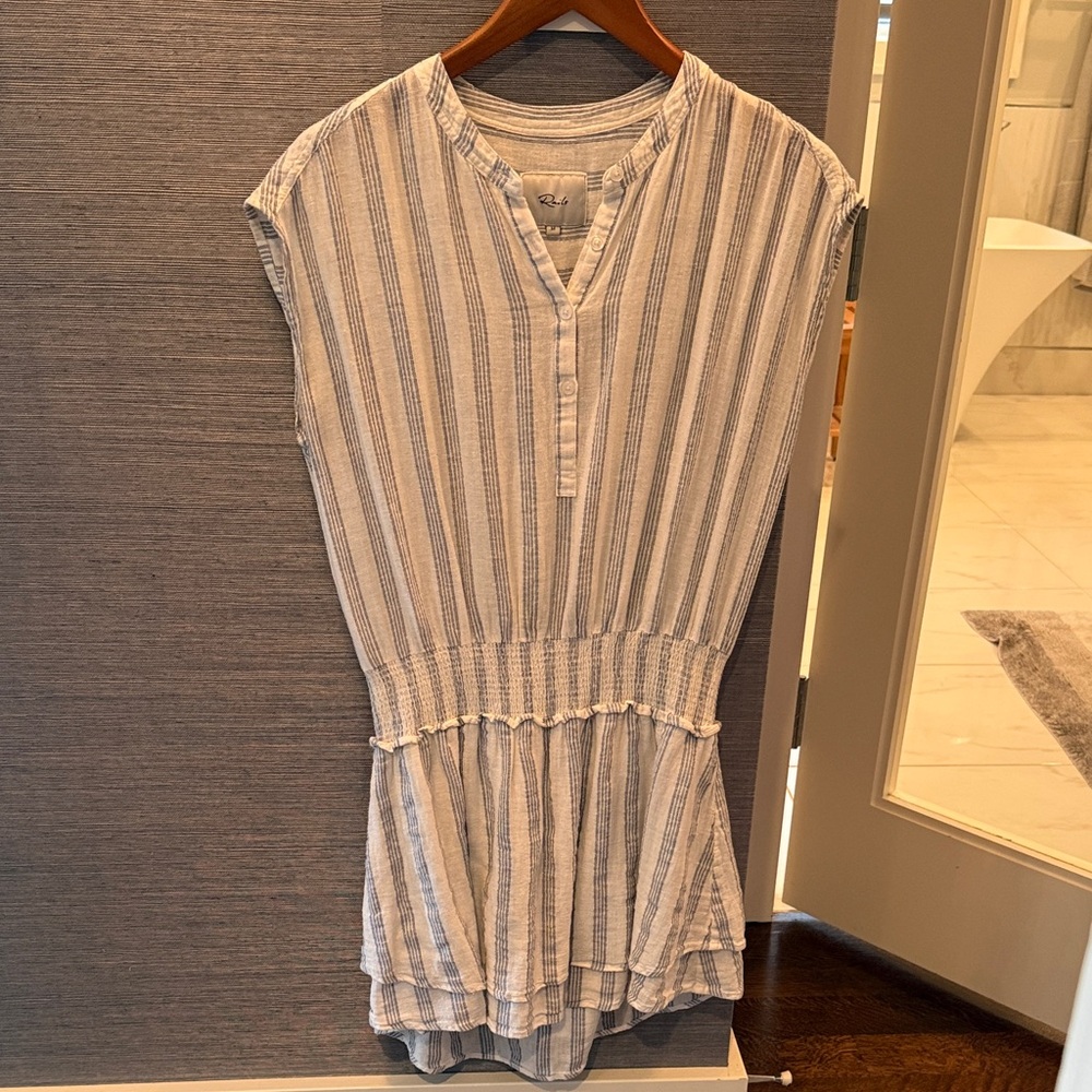 Rails Light Blue & White Striped Henley Dress
